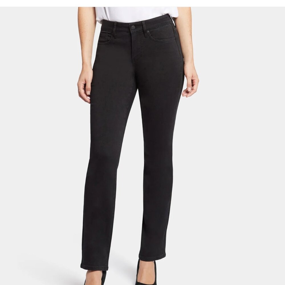 BRAND NEW NYDJ Jeans Straight Marilyn - Blac k- NWT - Size 8 Petite